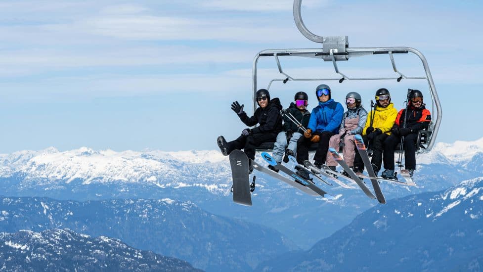 Family group on a snowy Austrian ski slope